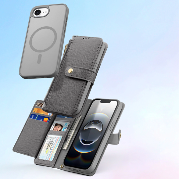 Dux Ducis - Dux Ducis iPhone 16e Plånboksfodral Lawa Läder - Grå