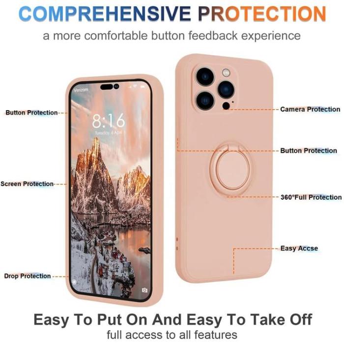 OEM - iPhone 15 Pro Max Mobilskal Ringhållare Liquid Silikon - Rosa