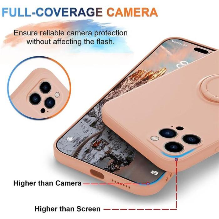 OEM - iPhone 15 Pro Max Mobilskal Ringhållare Liquid Silikon - Rosa
