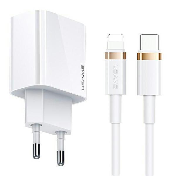 USAMS Väggladdare T34 20W PD3.0 USB-C/Lightning (US-T49) - Vit