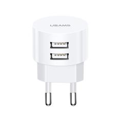 USAMS - USAMS V&auml;ggladdare T20 2xUSB 2.1A Fast Charging (US-CC080) - Vit
