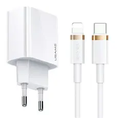 USAMS - USAMS V&auml;ggladdare T34 20W PD3.0 USB-C/Lightning (US-T49) - Vit