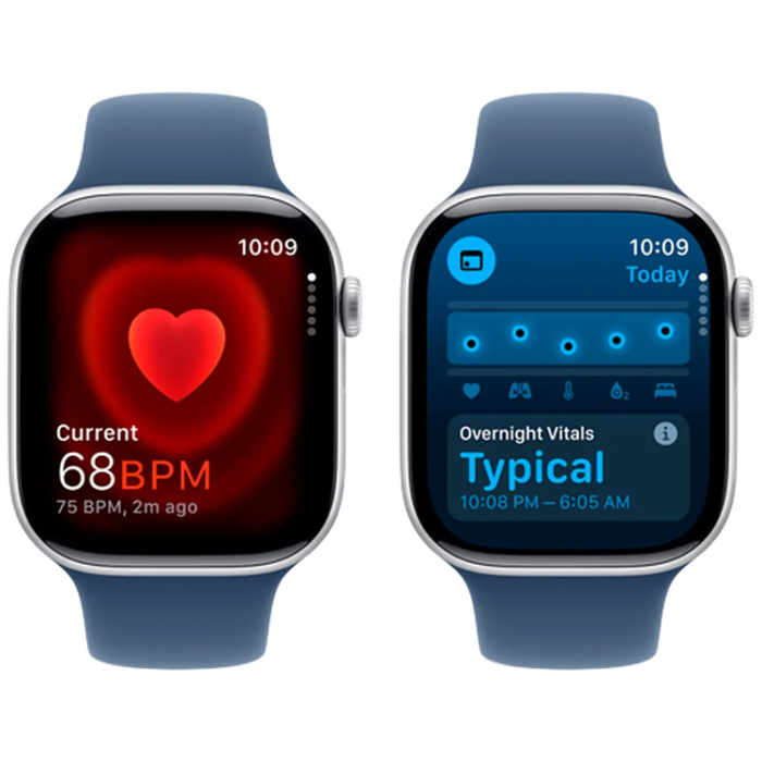 Apple - Apple Watch Series 10 46mm (GPS) Silver (Rubber Band Blå M/L)