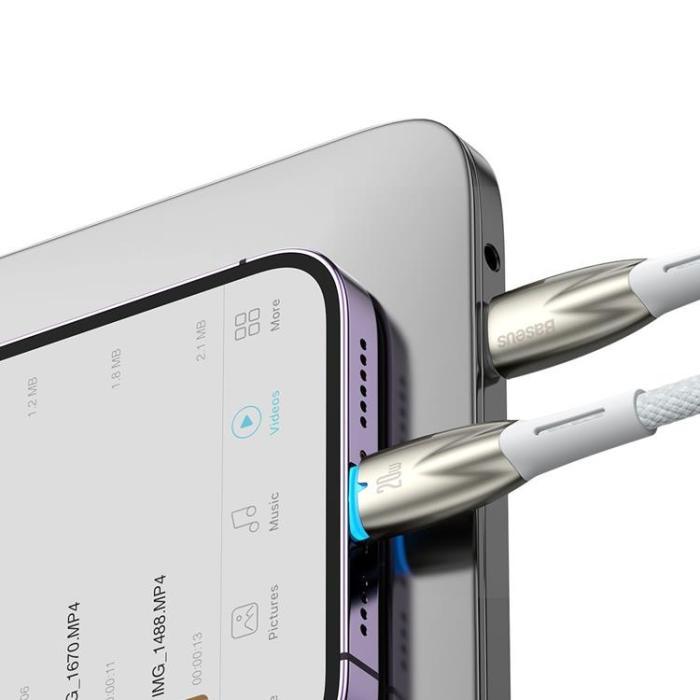 BASEUS - Baseus USB-C till USB-C kabel 100W 2m - Vit