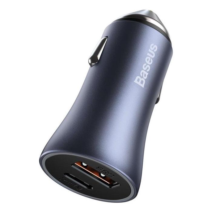 BASEUS - Baseus Golden Billaddare USB/USB-C 40 W USB-C Kabel - Grå