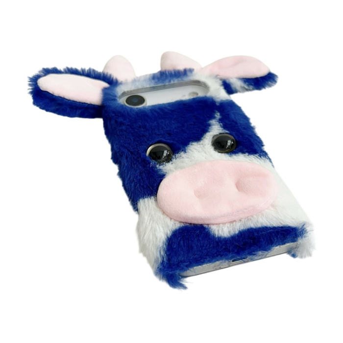 A-One Brand - iPhone Air Mobilskal Fluffy Cute Cow Plush TPU - Blå