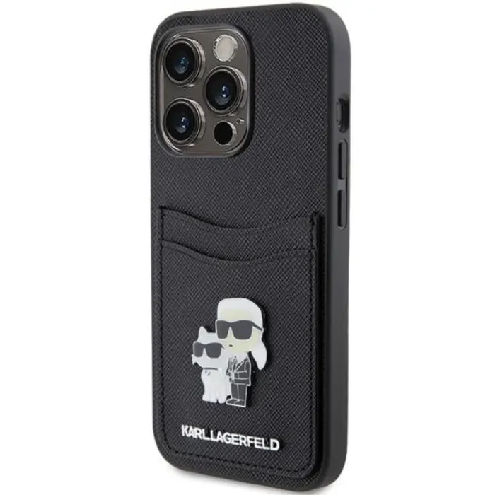 KARL LAGERFELD - Karl Lagerfeld iPhone 15 Pro Mobilskal Korthållare Metal Logo