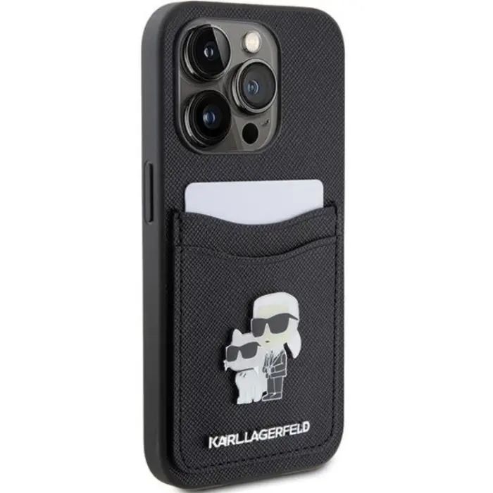 KARL LAGERFELD - Karl Lagerfeld iPhone 15 Pro Mobilskal Korthållare Metal Logo