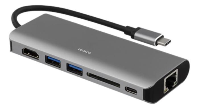 UTGATT1 - Deltaco USB-C Dockningsstation - Rymdgrå