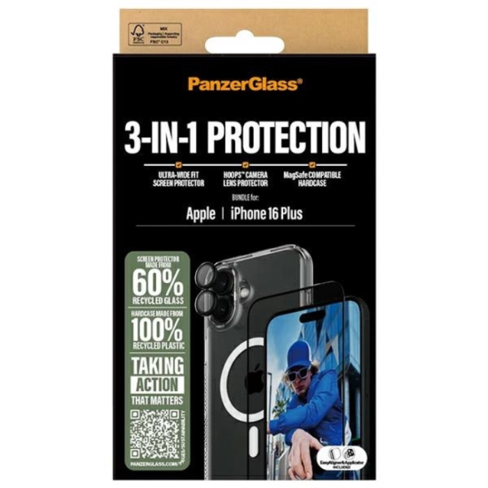 PanzerGlass - PanzerGlass 3-in-1 Skyddspaket iPhone 16 Plus