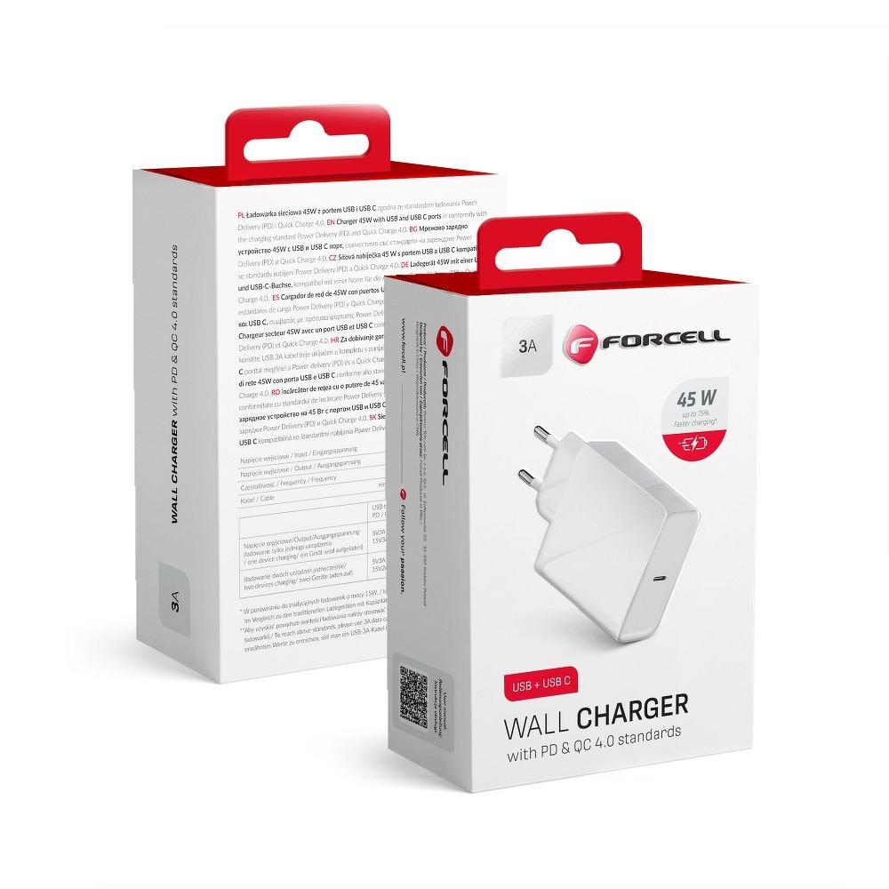 Forcell Reseladdare med USB-C Socket 3A 45W PD and QC 4.0 | 6933 | AlltMobil