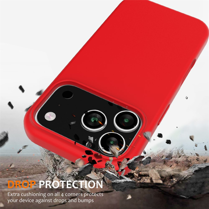 A-One Brand - iPhone 17 Pro Max Mobilskal MagSafe Silikon Anti-Drop - Röd