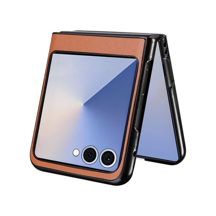 A-One Brand - Galaxy Z Flip 7 Mobilskal PU Läder Protective - Brun