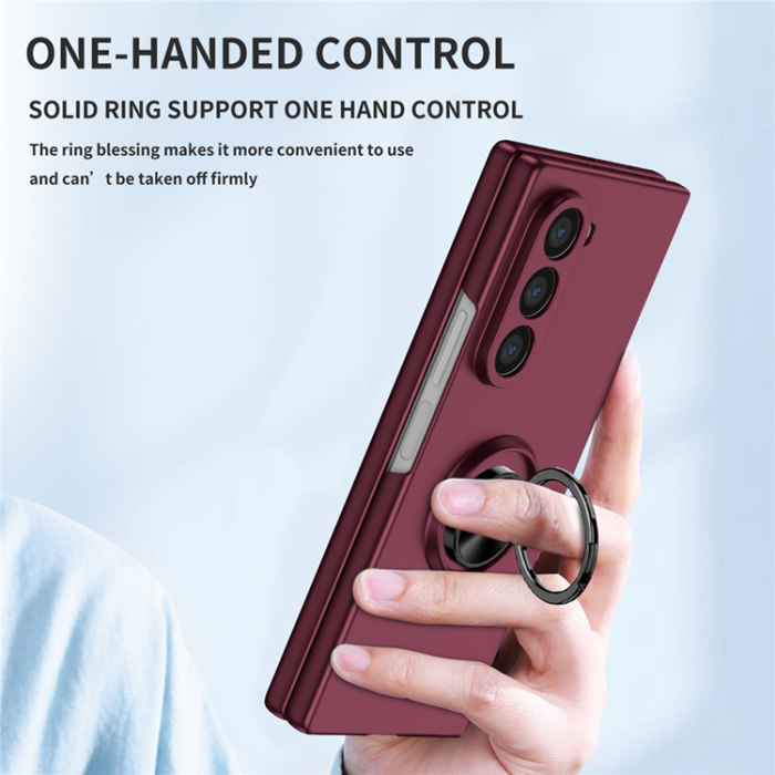 A-One Brand - Galaxy Z Fold7 5G Mobilskal Rotatable Ring Kickstand - Vinröd