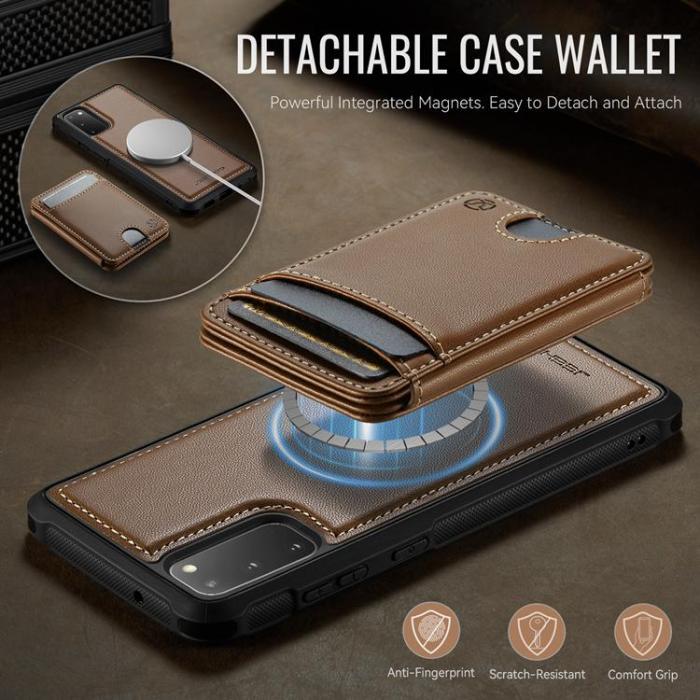 OEM - JEEHOOD Mobilskal till Samsung Galaxy S20 5G Konstläder - Brun