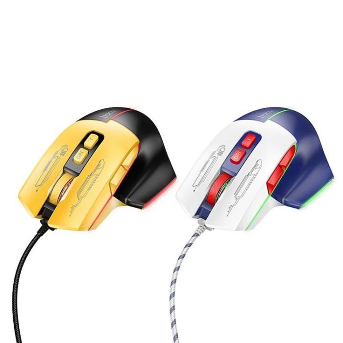 Hoco - Hoco Wired Gaming Mus USB-A 3600DPI - Svart/Gul