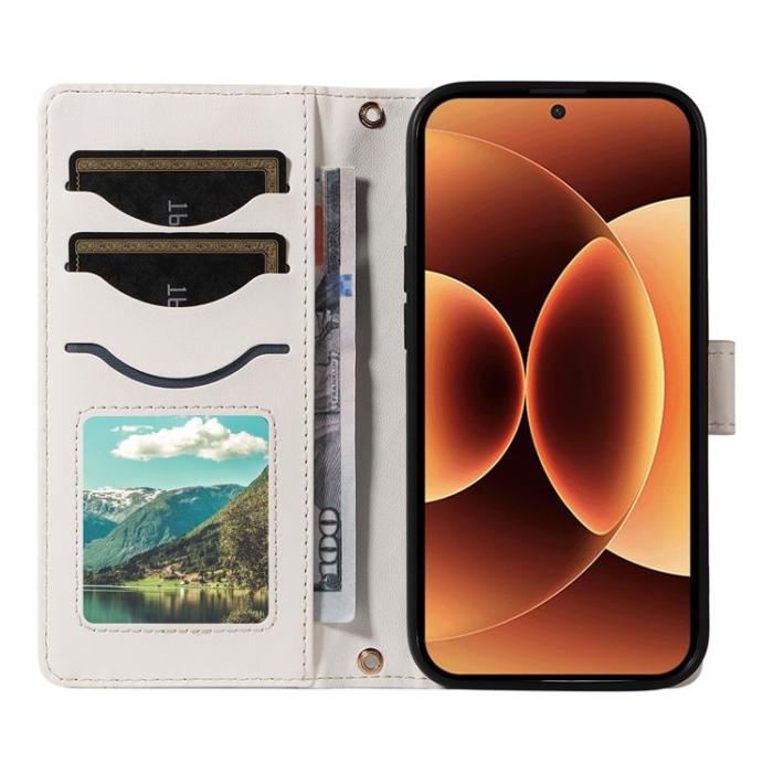 A-One Brand - Xiaomi 17 Pro Plånboksfodral Rhombus Konstläder Med Rem - Vit