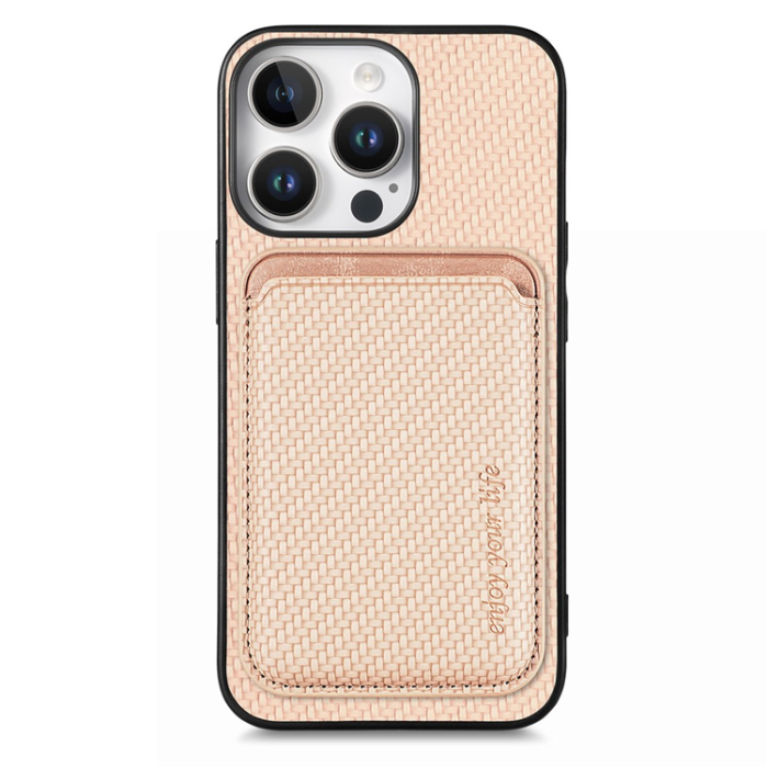 A-One Brand - iPhone 16 Pro Max Mobilskal korthållare Carbon Fiber - Apricot