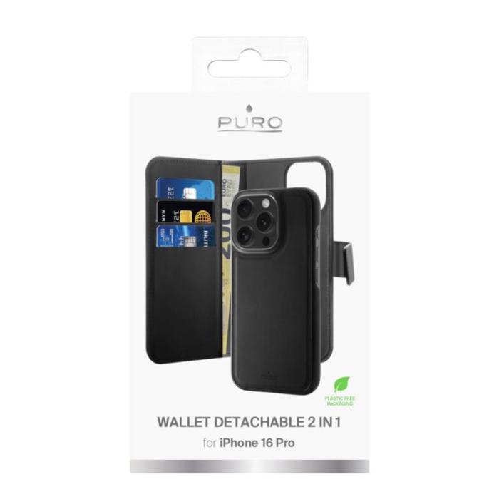 Puro - Puro iPhone 16 Pro Plånboksfodral 2-in-1 Detachable - Svart