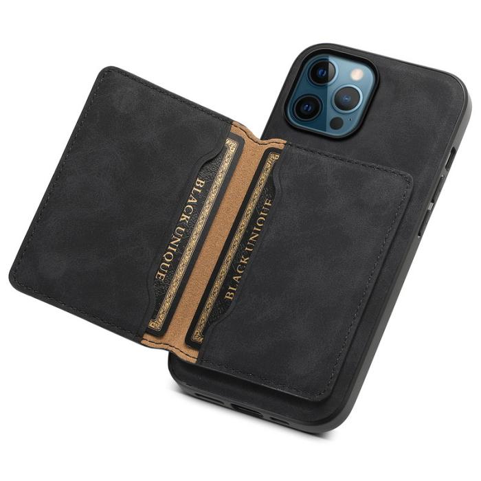 DENIOR - DENIOR D13 iPhone 12 Pro Max Fodral Retro Textur PU+TPU+PC Svart