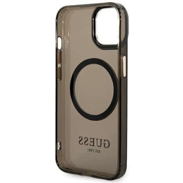 Guess - GUESS iPhone 14 Plus Skal Magsafe Gold Outline Translucent - Svart