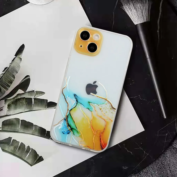 Taltech - iPhone 15 Mobilskal Marmor - Gul