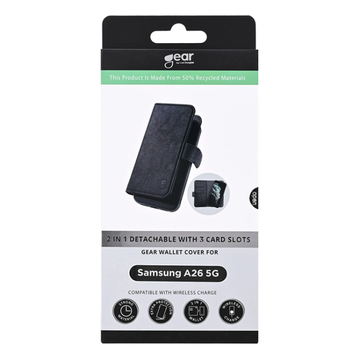 GEAR - Gear Galaxy A26 5G Plånboksfodral 2in1 3 Kort Återvunnen