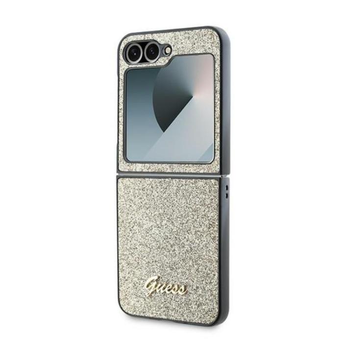 Guess - Guess Galaxy Z Flip 6 Mobilskal 4G Glitter Script - Guld