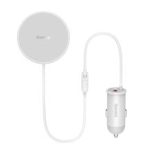 BASEUS - Baseus Magsafe Trådlös Billaddare 15W - Vit