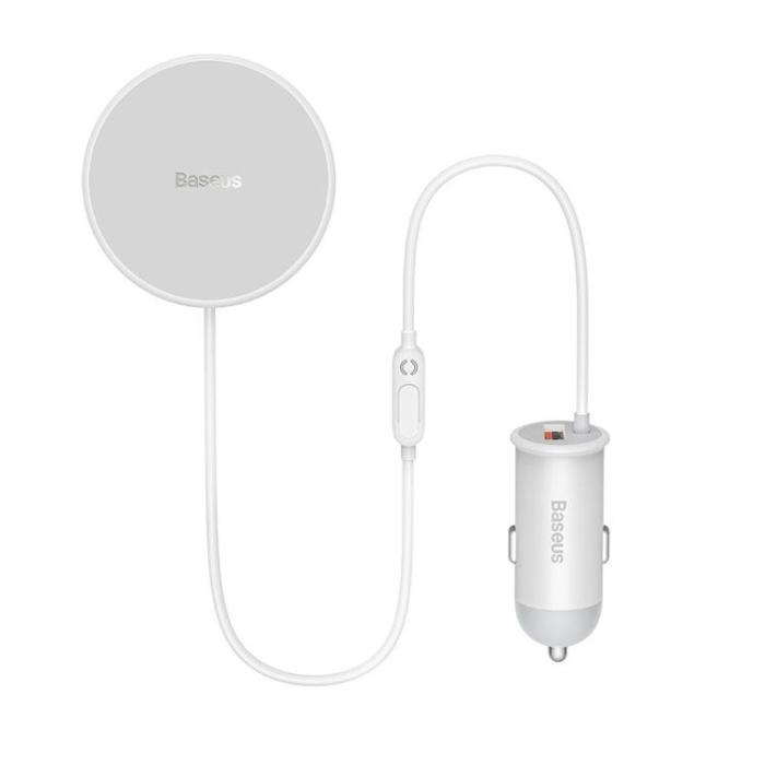 BASEUS - Baseus Magsafe Trådlös Billaddare 15W - Vit
