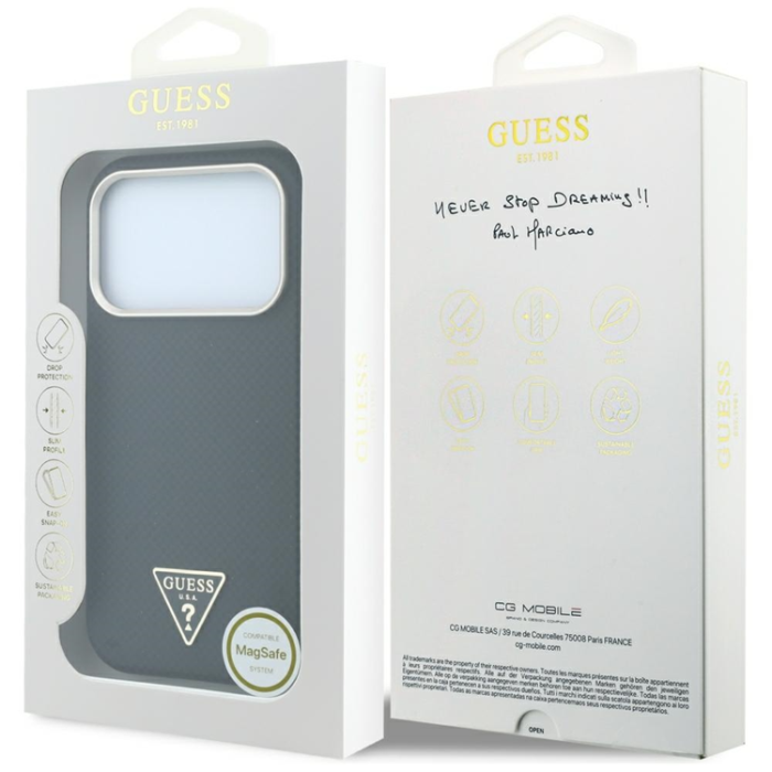 Guess - Guess Mobilskal För iPhone 18 Pro Max/17 Pro Max Magsafe Grained Triangle Logo