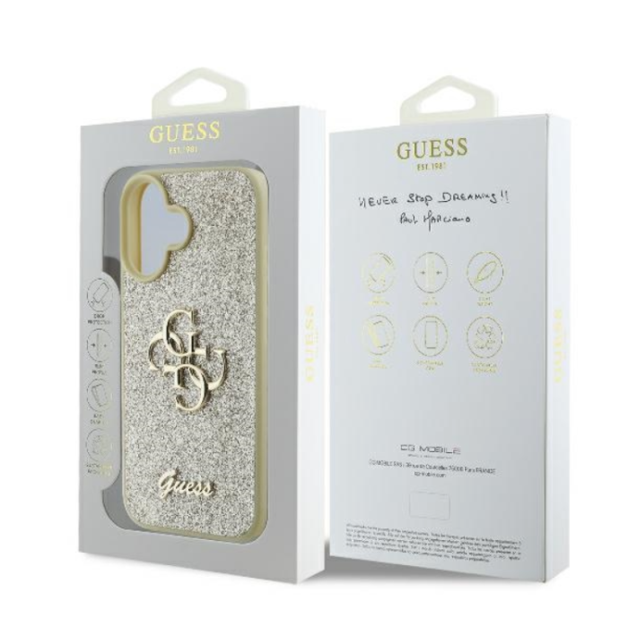 Guess - Guess iPhone 16 Plus Mobilskal Fixed Glitter Big 4G - Guld
