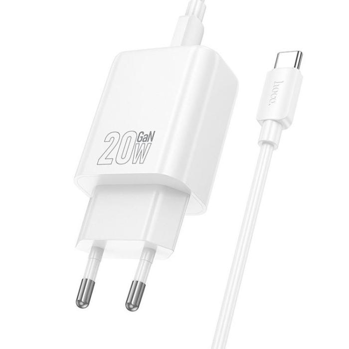 Hoco - HOCO Väggladdare USB/USB-C 20W USB-C/USB-C Kabel N61 PD QC Vit