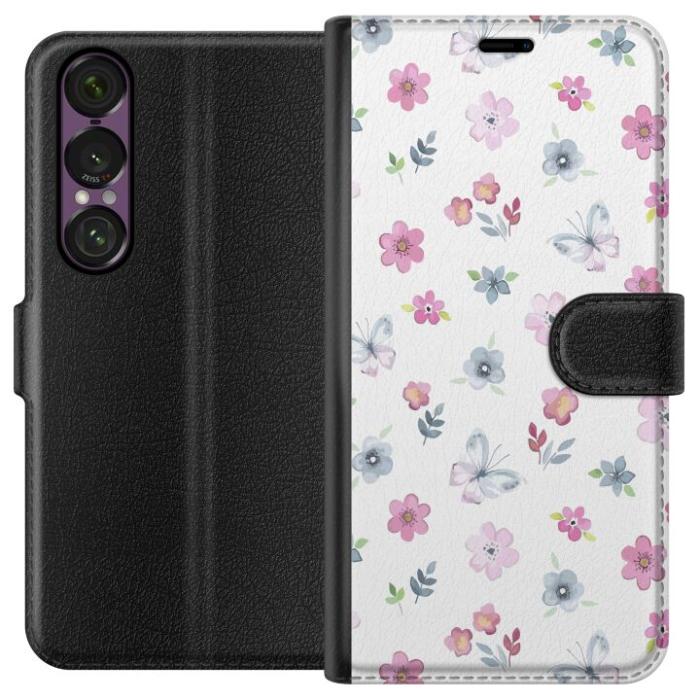 iSecrets - Plånboksfodral till Sony Xperia 1 VII med Blommor och fjärillar