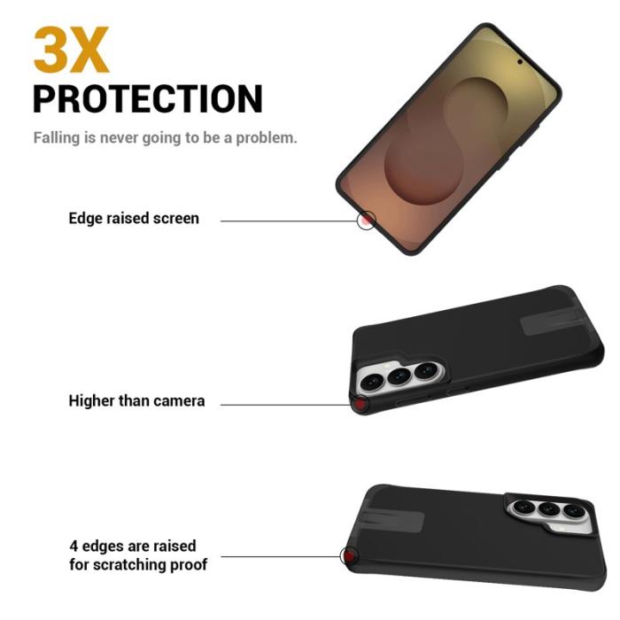 OEM - Mobilskal för Samsung Galaxy S26 Kickstand PC + TPU - Svart