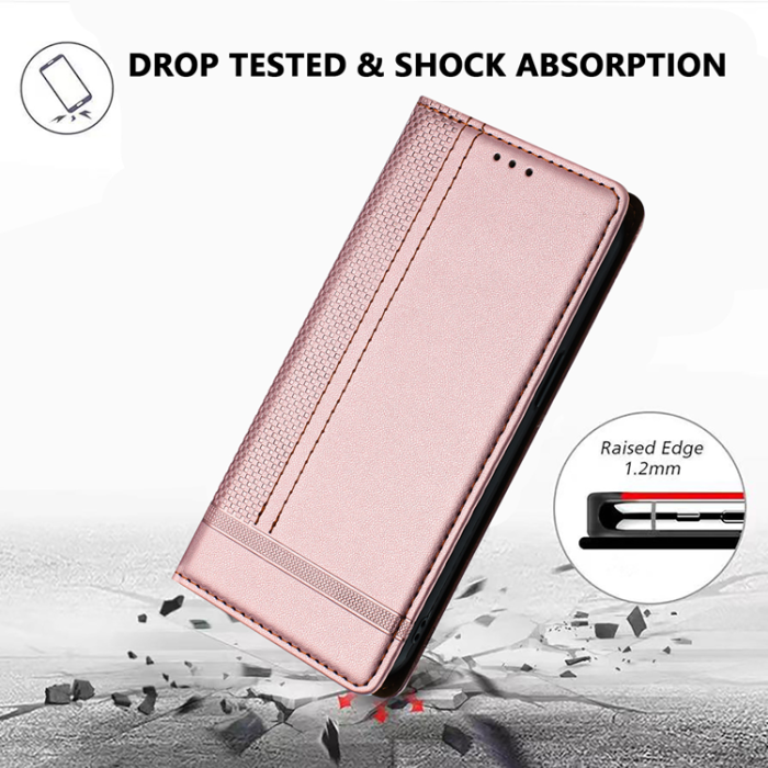 A-One Brand - iPhone 17 Pro Max Plånboksfodral L Shaped Grid Pattern - Roséguld