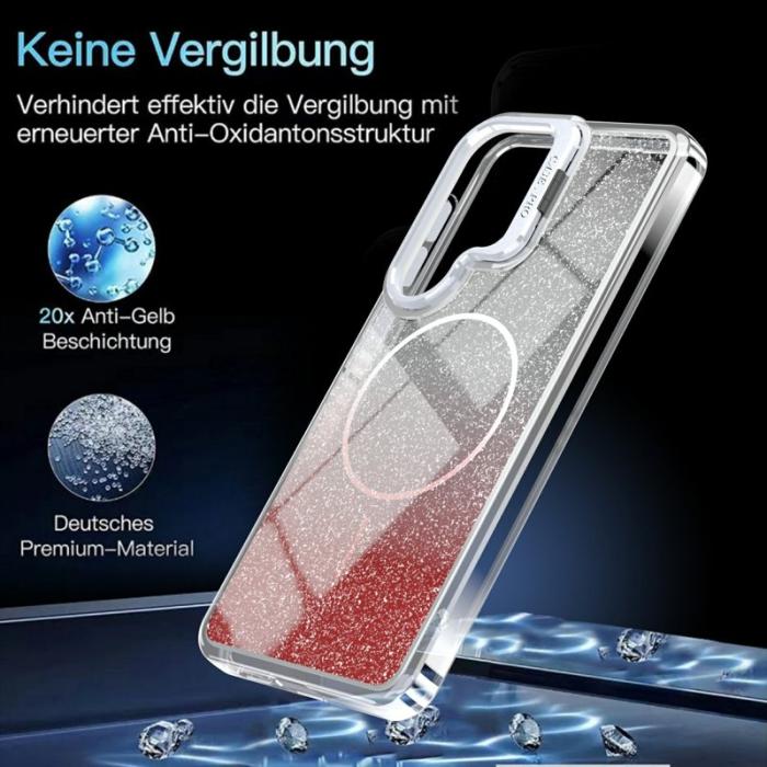 OEM - Mobilskal för Samsung Galaxy S26 Magnetiskt Gradient Glitter TPU PC - Orange