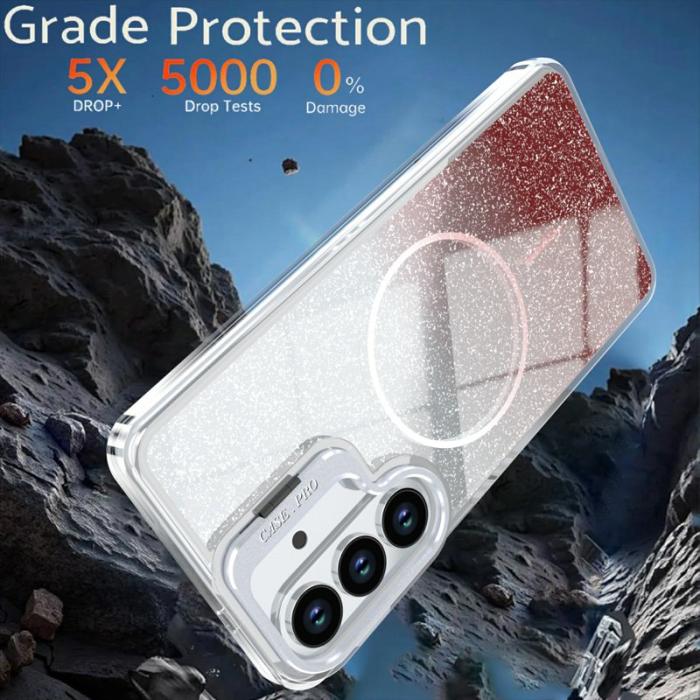 OEM - Mobilskal för Samsung Galaxy S26 Magnetiskt Gradient Glitter TPU PC - Orange