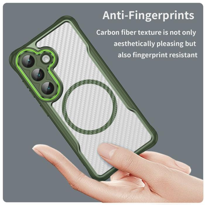 OEM - Mobilskal för Samsung Galaxy S26 Magnetiskt Hybrid Kolfiber - Grön