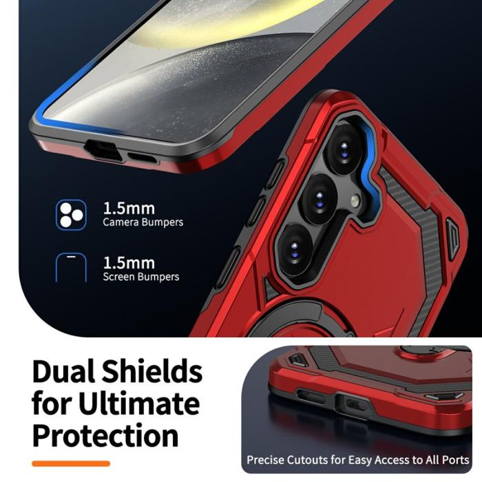 OEM - Mobilskal för Samsung Galaxy S26 Plus Magnetiskt Ring Kickstand PC + TPU - Röd