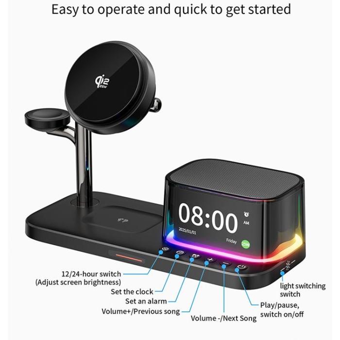 A-One Brand - Qi2.2 Magnetisk Trådlös Laddare 25W iPhone/Apple Watch/AirPods C09PRO - Svart