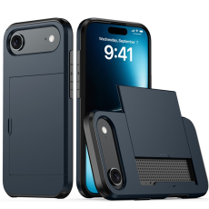 Amorus - AMORUS iPhone Air Mobilskal Med Glidande Korthållare - Marinblå