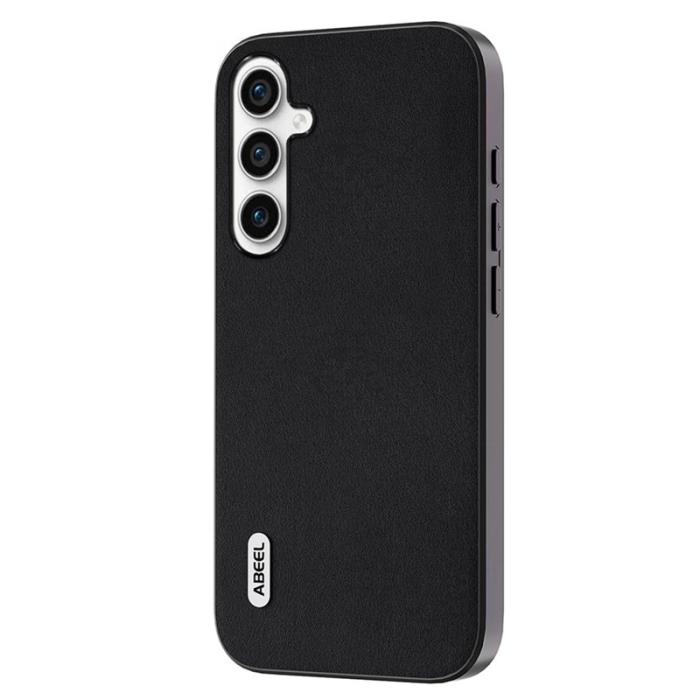 ABEEL - ABEEL Mobilskal till Samsung Galaxy S23 FE Shockproof Äkta Läder Svart