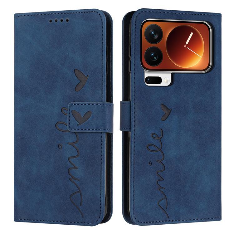 Xiaomi 17 Pro Max Konstläder Plånboksfodral Imprinted Heart Pattern (Blå) | 2353 | AlltMobil