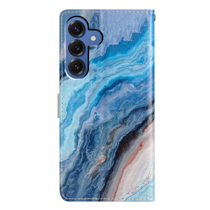 OEM - Samsung Galaxy S26 Plus Plånboksfodral Konstläder Mönstertryck Ställ Blå Marmor