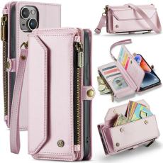 Caseme - CASEME Pl&aring;nboksfodral Konstl&auml;der f&ouml;r iPhone 14 Plus med kortfack - Rosa