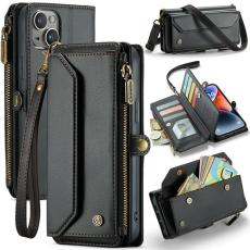Caseme - CASEME Pl&aring;nboksfodral Konstl&auml;der f&ouml;r iPhone 14 Plus med kortfack - Svart