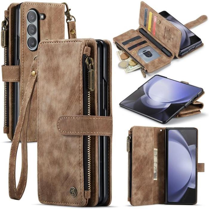 Caseme - CASEME Galaxy Z Fold 5 Plånboksfodral C30 Zipper - Brun