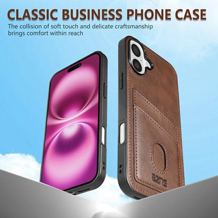 AZNS - AZNS K1 Series iPhone 16 Plus Fodral KonstLäder - Roséguld