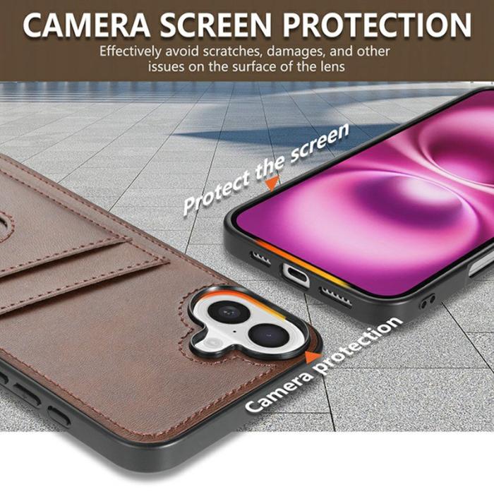 AZNS - AZNS K1 Series iPhone 16 Plus Fodral KonstLäder - Roséguld